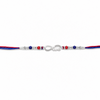 Bhai Rakhi – 925 Sterling Silver Infinity Rakhi with Red & Blue Beads