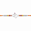 Om Rakhi – 925 Sterling Silver Divine Om Rakhi with Ruby & Golden Crystal Beads