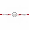 Ram Rakhi – 925 Sterling Silver Ram Symbol Rakhi with Ruby Red Crystal Beads