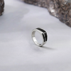 Sleek Black Enamel Ring – 925 Sterling Silver Men’s Minimal Band Ring