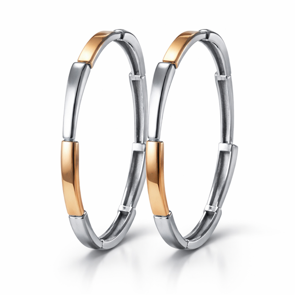 Axis Bangles – 925 Sterling Silver Dual-Tone Modern Minimal Bangles