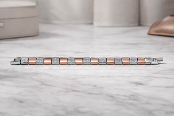 SYNC Bracelet – Silver Dual-Tone Link Bracelet for Men