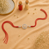 Trishul Rakhi – 925 Sterling Silver Trishul Rakhi with CZ Detailing & Red Thread