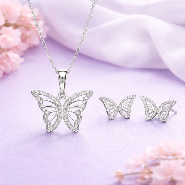 Noa Butterfly Pendant Set in 925 Sterling Silver