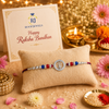 Trishul Crystal Silver Rakhi – 925 Sterling Silver Divine Trishul Rakhi with Red & Blue Crystal Beads