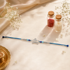 Veera Rakhi – 925 Sterling Silver Name Rakhi with Blue & Sky Blue Beads