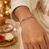 Bhai Rakhi – 925 Sterling Silver Rakhi with Red & Yellow Beads