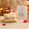 Radhe Radhe Rakhi – 925 Sterling Silver Rakhi with CZ Detailing & Red Thread