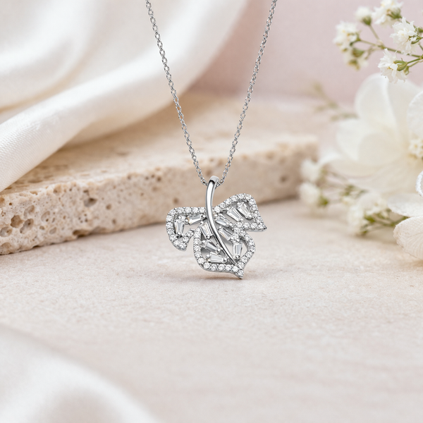 Hazel Pendant – 925 Sterling Silver Leaf Design Pendant (Silver & Rose Gold)