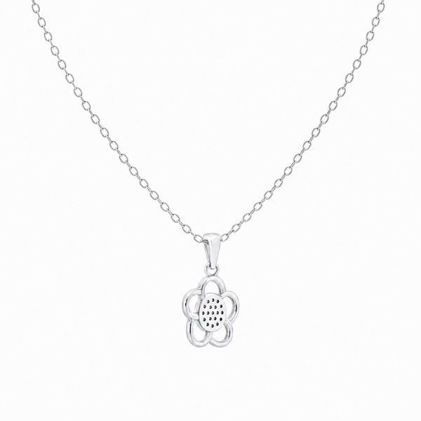 Halo-Bloom Pendant – 925 Sterling Silver Floral Pendant Necklace