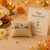 Krishna Rakhi – 925 Sterling Silver Rakhi with Green Crystal & Red Blue Beads