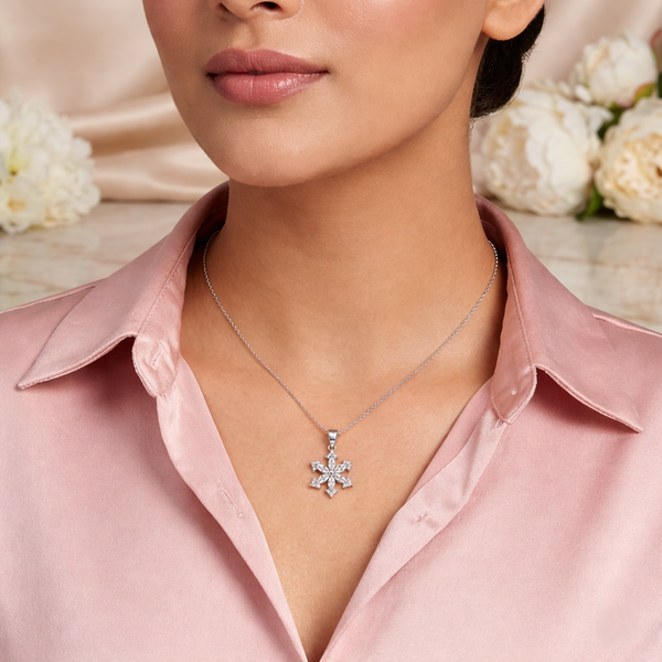 Flora Snow Pendant Set in 925 Sterling Silver