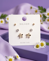 Pankhudi Trio Studs – 925 Sterling Silver 3-Pair Gold Stud Earrings Set