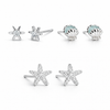 Ocean Trio Studs – 925 Sterling Silver 3-Pair Ocean-Inspired Stud Earrings Set