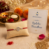 Trishul Rakhi – 925 Sterling Silver Trishul Rakhi with CZ Detailing & Red Thread