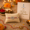 Ram Rakhi – 925 Sterling Silver Ram Symbol Rakhi with Ruby Red Crystal Beads