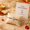 Bal Ganesha Silver Rakhi – 925 Sterling Silver Ganesha Rakhi with Ruby Red Crystal Beads