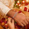 Bro Rakhi – 925 Sterling Silver Letter Rakhi with Pastel Blue & Pink Beads