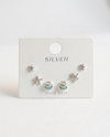 Ocean Trio Studs – 925 Sterling Silver 3-Pair Ocean-Inspired Stud Earrings Set
