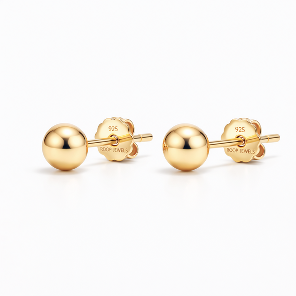 Ribbon Trio Studs – 925 Sterling Silver 3-Pair Gold Stud Earrings Set