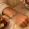 Veera Rakhi – 925 Sterling Silver Name Rakhi with Blue & Sky Blue Beads