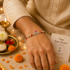 Krishna Rakhi – 925 Sterling Silver Rakhi with Pink Crystal, Red & Yellow Beads