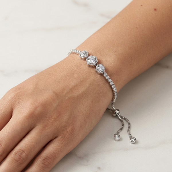 Hexa Sparkle Bracelet in 925 Sterling Silver