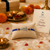 Bhai Rakhi – 925 Sterling Silver Rakhi with Rudraksha Beads & Blue Thread