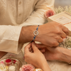 Shiva Kavach Evil Eye Silver Rakhi – 925 Sterling Silver Trishul Rakhi with Evil Eye Protection