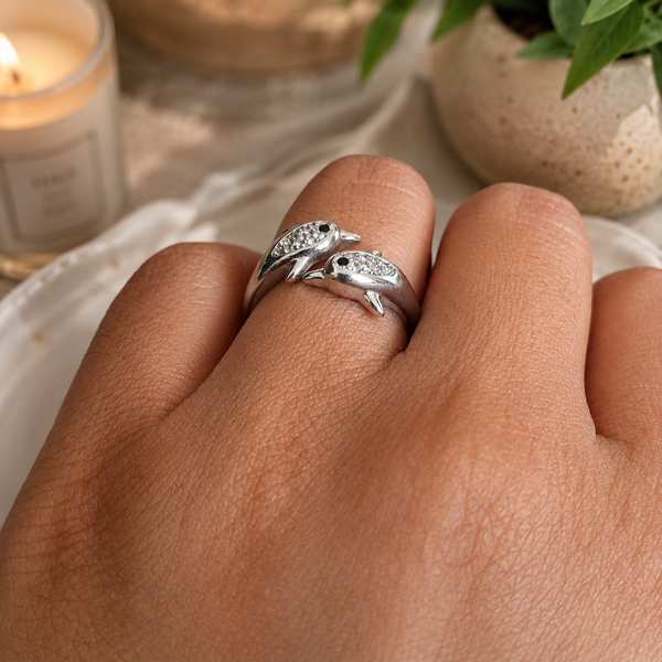 Jiya Ring – 925 Sterling Silver Twin Fish Adjustable Ring
