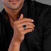 Woven Signet Ring – 925 Sterling Silver Black Stone Statement Ring for Men