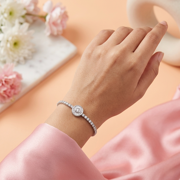 Orbit Halo Bracelet in 925 Sterling Silver