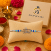 Veera Rakhi – 925 Sterling Silver Name Rakhi with Blue & Sky Blue Beads