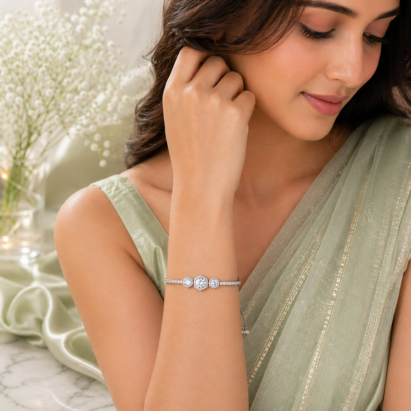 Hexa Sparkle Bracelet in 925 Sterling Silver