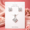 Elara Pendant Set – 925 Sterling Silver Geometric Floral Pendant & Earrings Set