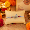 Om Namah Shivay Rakhi – 925 Sterling Silver Spiritual Rakhi with Red & Blue Beads