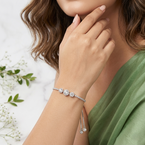 Hexa Sparkle Bracelet in 925 Sterling Silver