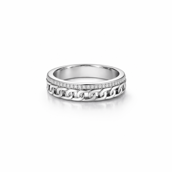 Link Crown Ring – 925 Sterling Silver Men’s Chain Band Ring