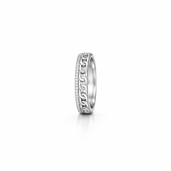 Link Crown Ring – 925 Sterling Silver Men’s Chain Band Ring