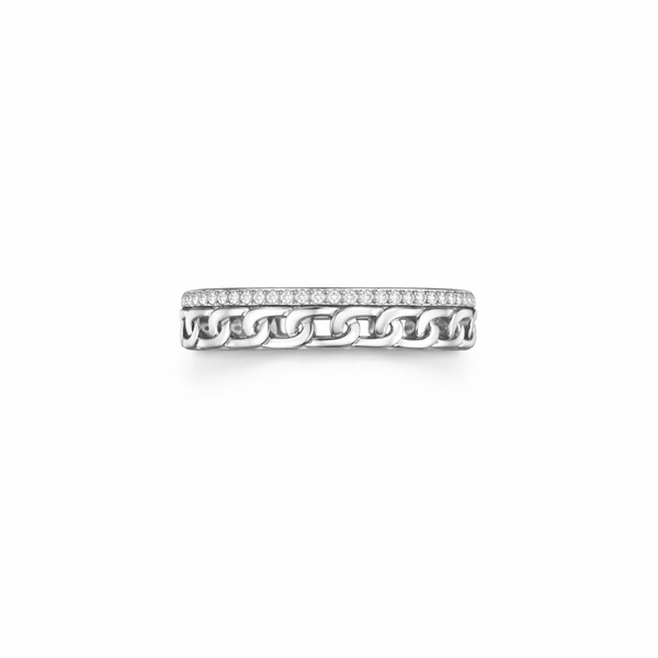 Link Crown Ring – 925 Sterling Silver Men’s Chain Band Ring