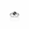 Black Flora Ring – 925 Sterling Silver Floral CZ Ring for Women