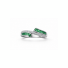 Zariya Ring – 925 Sterling Silver Green Baguette CZ Crossover Ring for Women