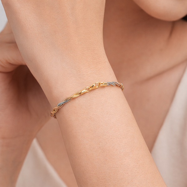 Trinity Twist Bracelet – 925 Sterling Silver Tri-Tone Twisted Chain Bracelet