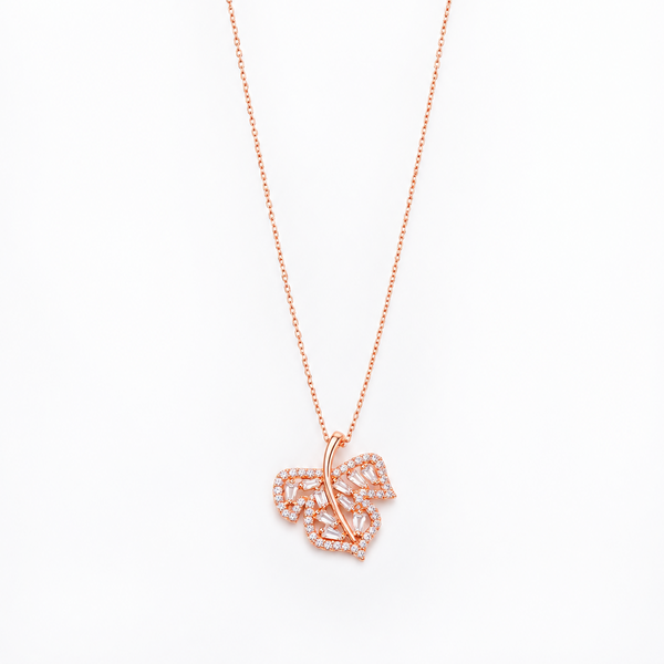 Hazel Pendant – 925 Sterling Silver Leaf Design Pendant (Silver & Rose Gold)