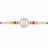Trishul Crystal Silver Rakhi – 925 Sterling Silver Trishul Rakhi with Red, Amber & Yellow Crystal Beads