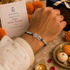 Bro Rakhi – 925 Sterling Silver Letter Rakhi with Blue & Aqua Beads
