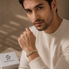 Matrix Bracelet – Premium Silver Dual Tone Geometric Link Bracelet