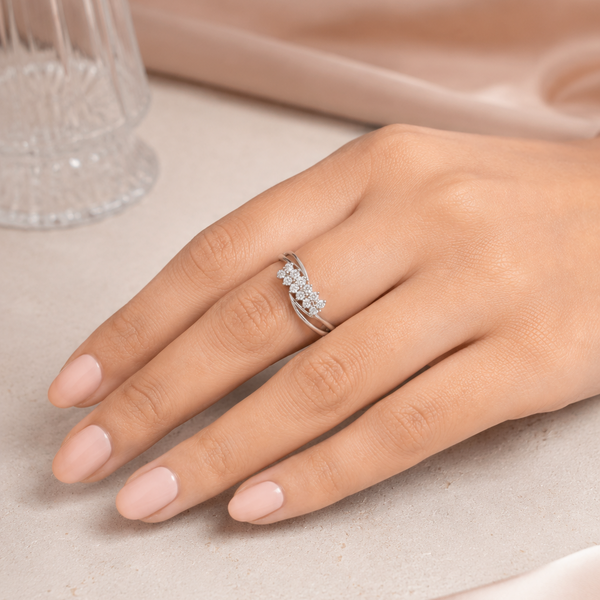 Dia Ring – 925 Sterling Silver Cluster Wrap Ring