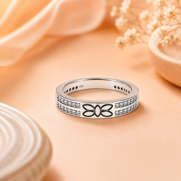 Nova Leaf Butterfly Ring in 925 Sterling Silver