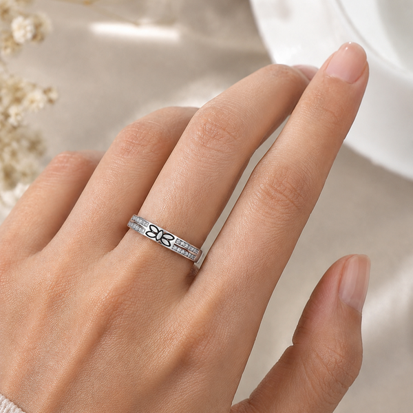 Nova Leaf Butterfly Ring in 925 Sterling Silver